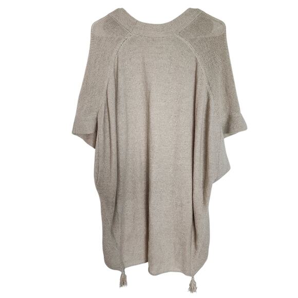 By Malene Birger Revolve Linen Knit Poncho Sweater Tan Neutral S Lagenlook - Picture 2 of 7